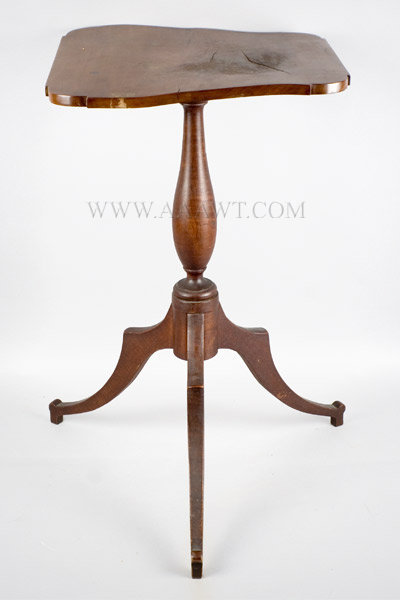 Candlestand, Maple, Possibly Original Surface, Potato Chip Top
New England
Circa 1800 to 1810, entire view